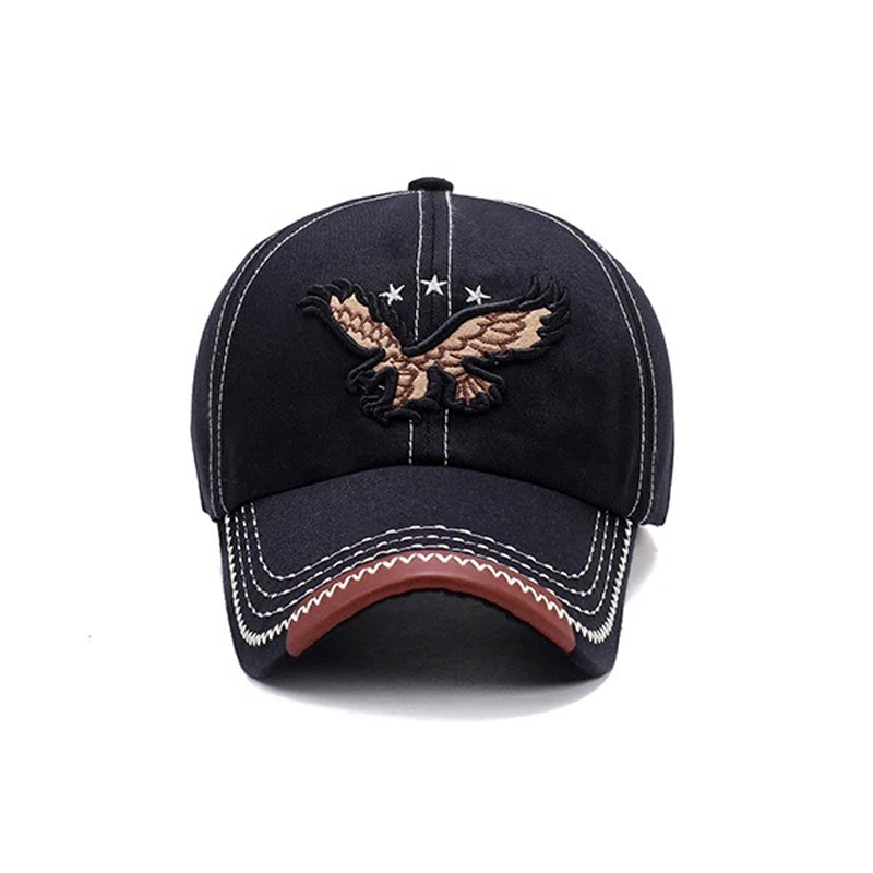 Military cap featuring a 3D eagle embroidery, designed for casual style, perfect for both men and women.