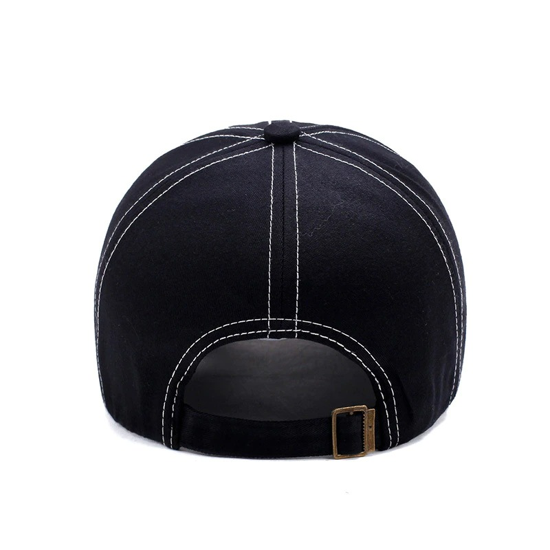 Back view of military cap with strapback, showcasing stitching detail and 3D eagle embroidery.