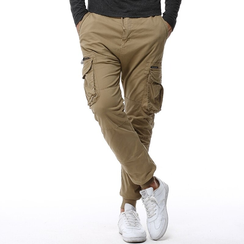 Men's military jogger pants with pockets, perfect for casual streetwear and comfortable spring/autumn wear.