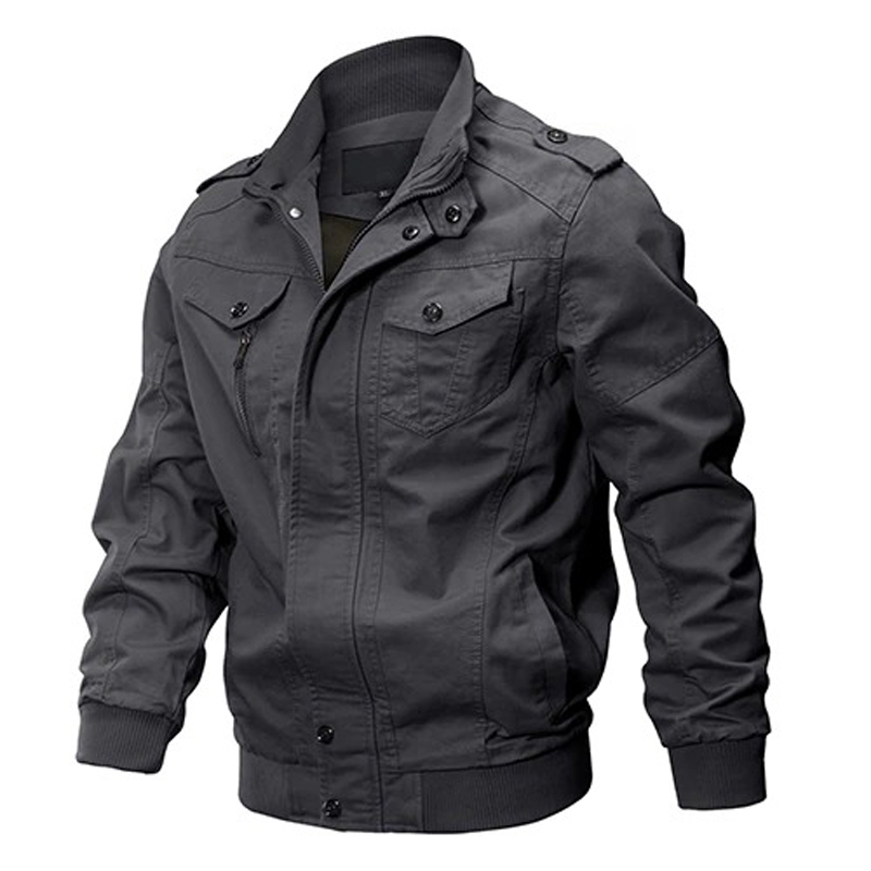 Military Men's Cotton Jacket on Zipper / Demi-season Turn-down Collar Casual Jacket - HARD'N'HEAVY