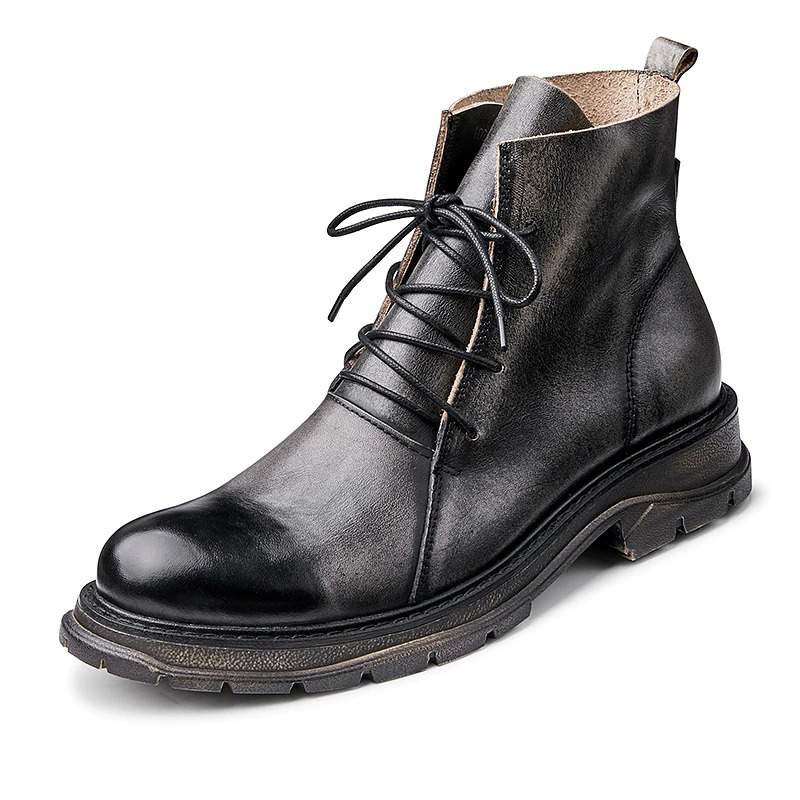 Military Men's Genuine Leather Boots on Lace Up / Casual Male Warm Shoes - HARD'N'HEAVY