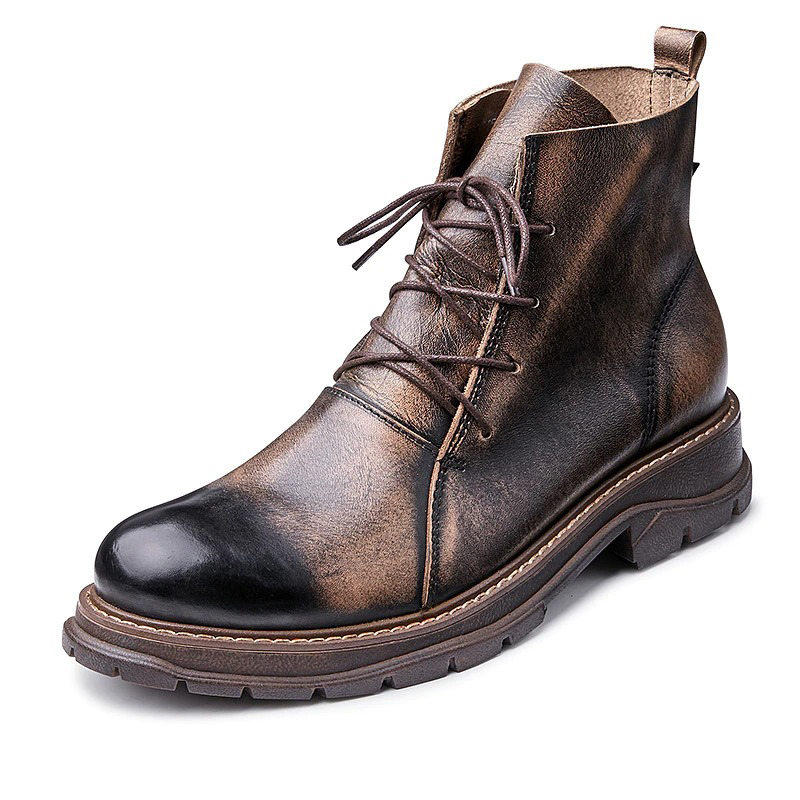 Military Men's Genuine Leather Boots on Lace Up / Casual Male Warm Shoes - HARD'N'HEAVY