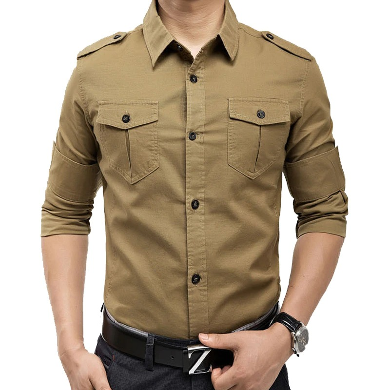 Military Slim Fit Long Sleeve Men's Shirt / Alternative Fashion Causaul Shirt - HARD'N'HEAVY