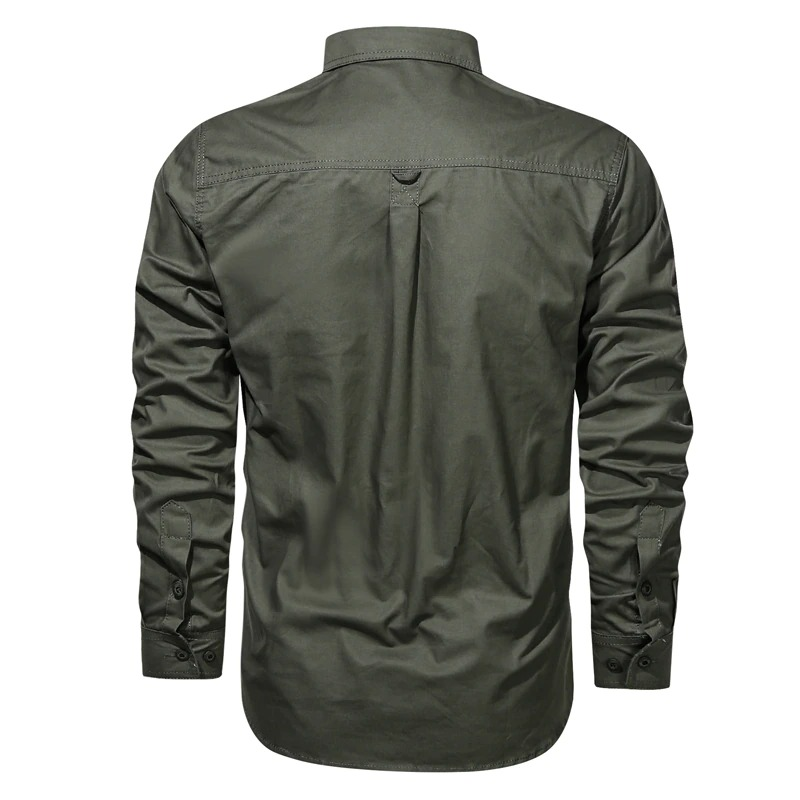 Military Style Men Cotton Shirt / Army Long Sleeves Slim Shirts / Casual Male Clothing - HARD'N'HEAVY