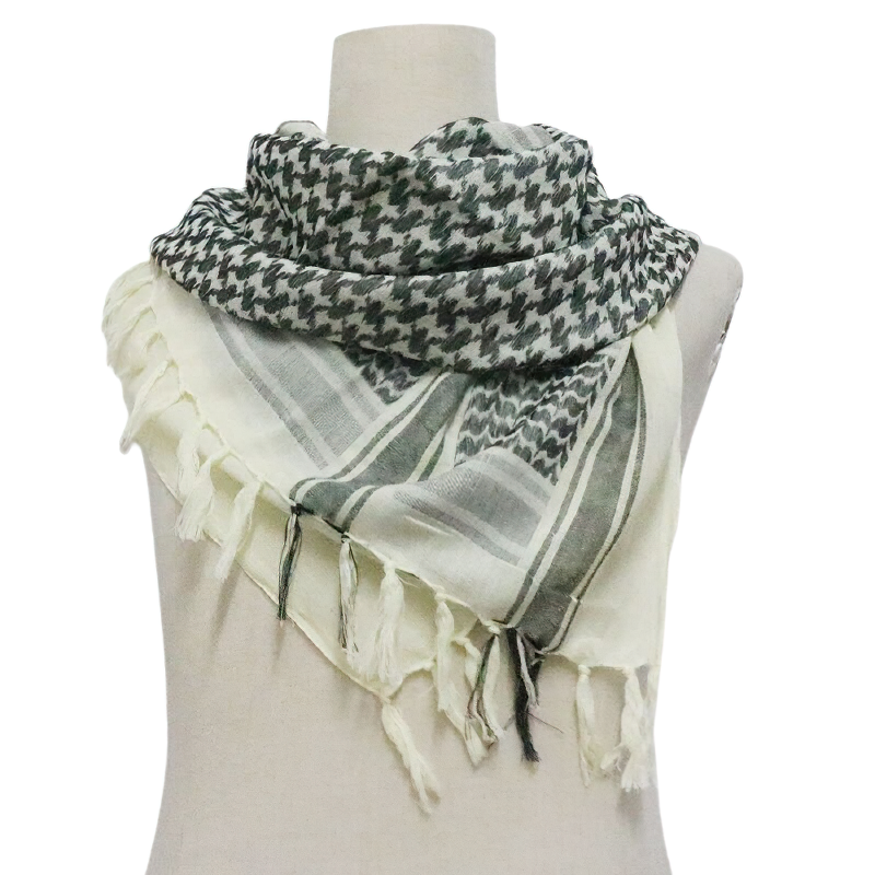 Military tactical desert scarf in black and white pattern, perfect for outdoor activities and stylish casual wear.