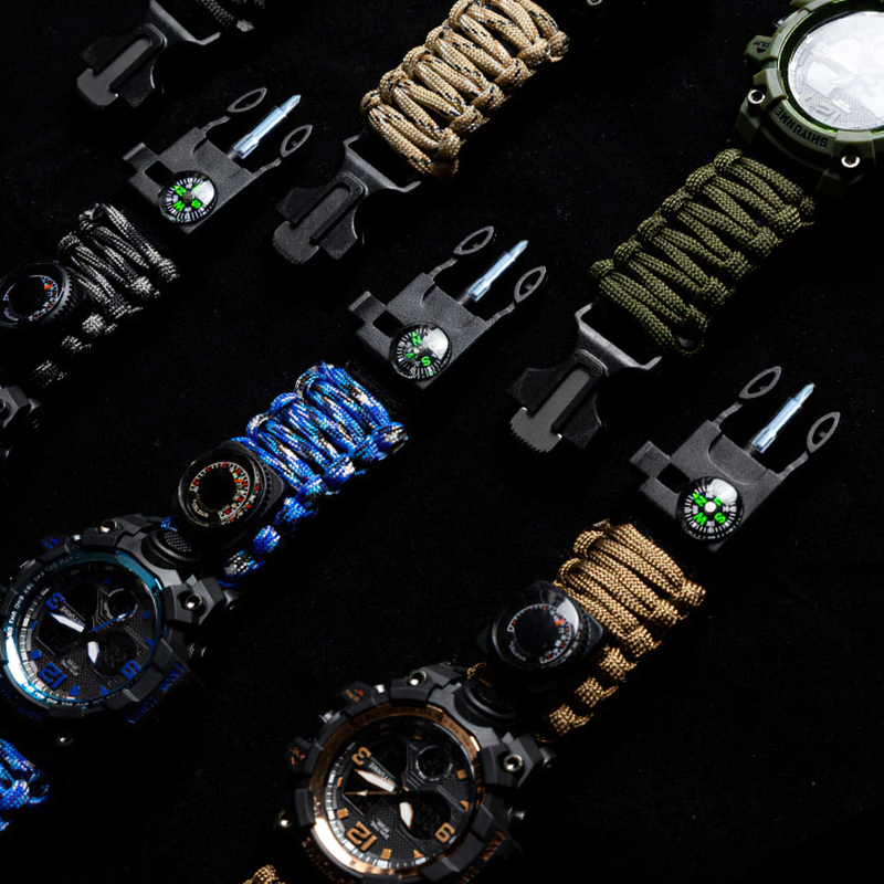 Men's military waterproof digital watches with compass, perfect for outdoor survival adventures.