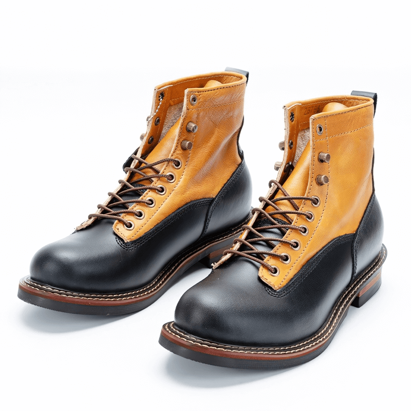Retro Grey Boots For Men with Double Buckles / Fashion Metal Toe Leather Shoes