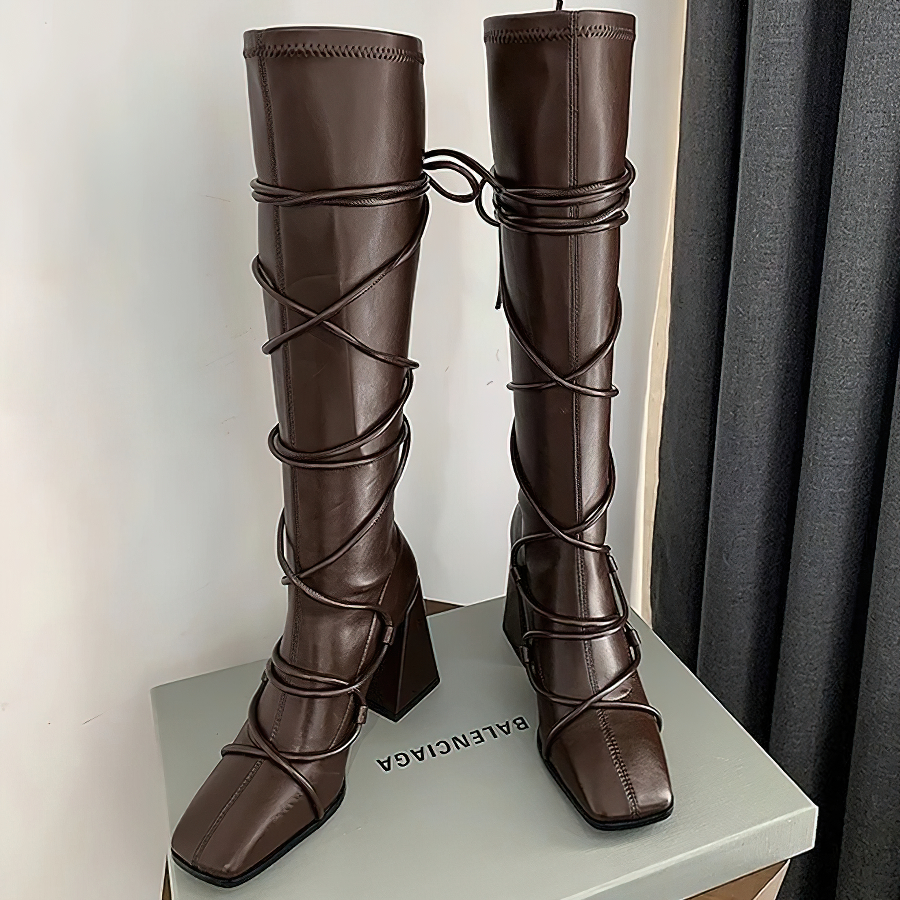 Modern Women's Knee-High Long Boots / Ladies High Heels Square Toe Boots - HARD'N'HEAVY
