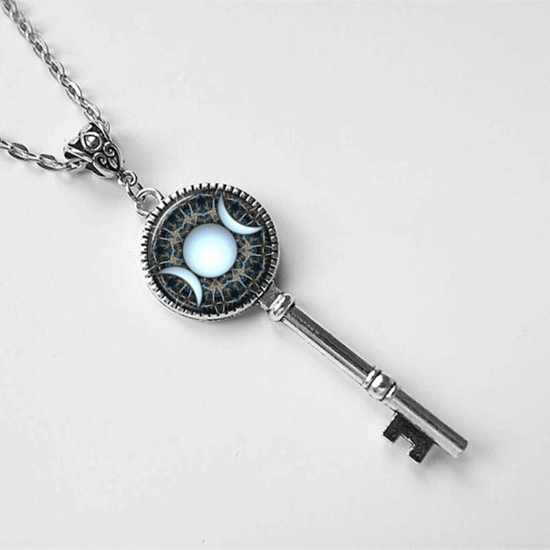 Moon Goddess Pendant featuring a classic Solomon key design, perfect for adding a magical touch to any outfit.