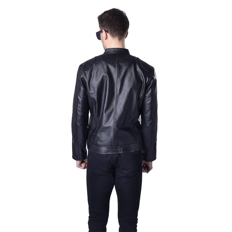 Motorcycle Black Men's Genuine Leather Jacket / Casual Biker Slim Jackets - HARD'N'HEAVY