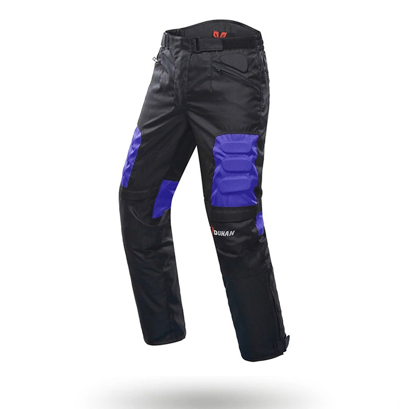 Men's motorcycle hip protector pants in black and purple for stylish safety on the road.