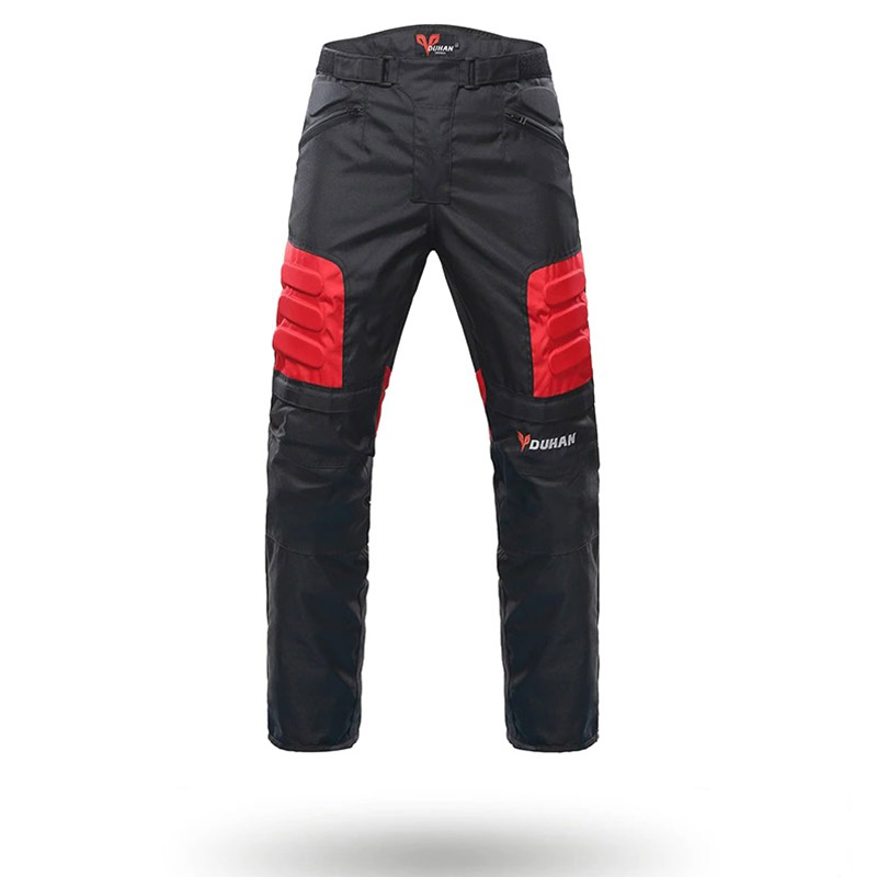 Men's motorcycle hip protector pants featuring durable fabric and stylish red accents for safety and comfort.