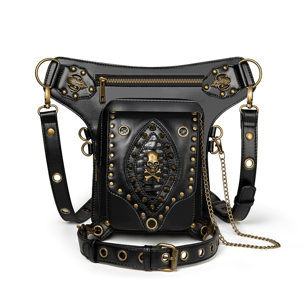 Motorcycle Multifunction Bags for Men and Women / Fashion Steampunk Shoulder Bag with Rivets - HARD'N'HEAVY