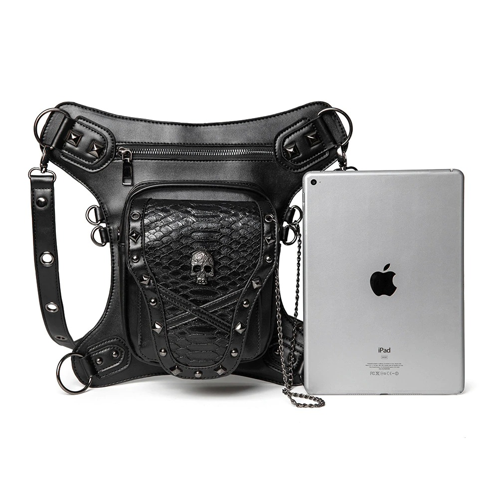 Motorcycle Multifunction Bags for Men and Women / Fashion Steampunk Shoulder Bag with Rivets - HARD'N'HEAVY