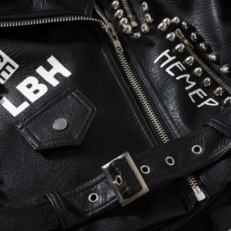 Motorcycle PU Leather Jacket in Punk Rock Style / Women's Black Short Jackets with Rivets - HARD'N'HEAVY