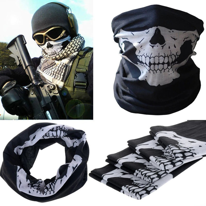 Motorcycle skull windproof balaclava mask, perfect for outdoor riding and protection against dust and sand.