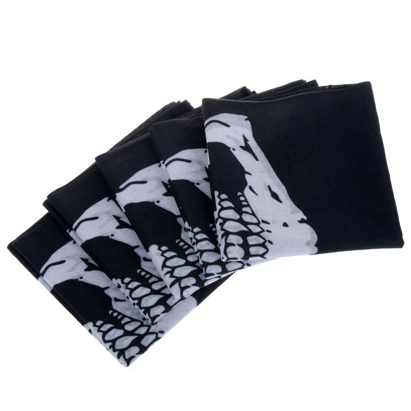 Black windproof balaclavas featuring skull design, perfect for motorcycle and outdoor activities, stylish and protective.