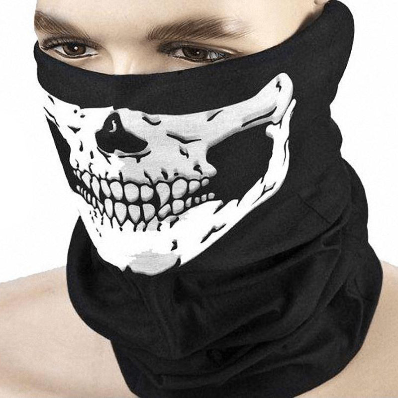 Motorcycle skull ghost balaclava mask for wind protection, perfect for outdoor activities and stylish riding.