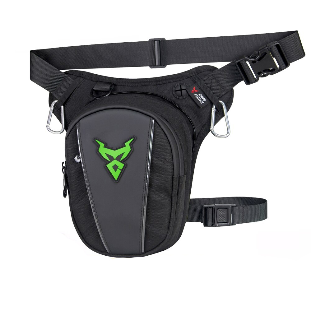 Stylish waterproof waist and leg bag for motorcycles, featuring a modern design and unisex appeal.