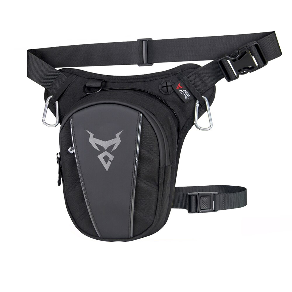 Stylish unisex motorcycle waterproof waist and leg bag in black, perfect for biking adventures.
