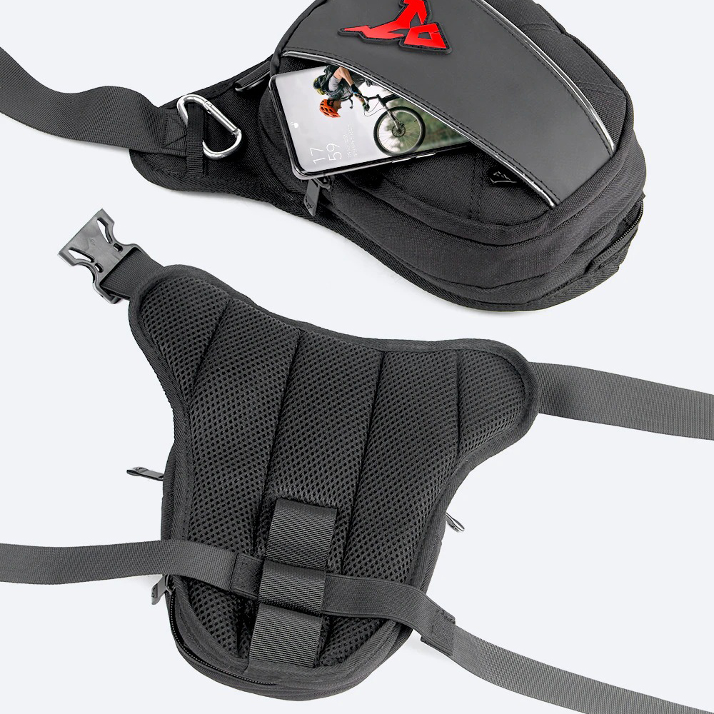 Motorcycle waterproof waist bag with phone, stylish unisex hip fanny pack for men and women.