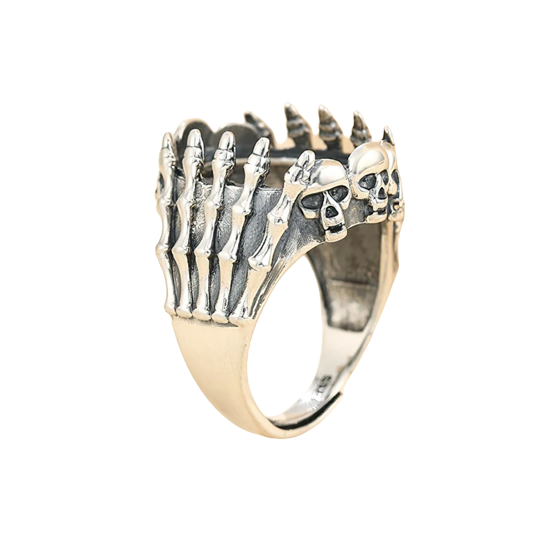 Mount Base Ring Of Skeleton Hand Of 925 Sterling Silver / Unisex Jewelry With Setting - HARD'N'HEAVY