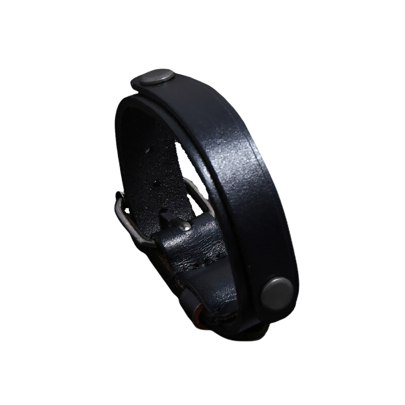 Multi-layer wide bracelet in genuine leather with silver buttons, stylish casual jewelry for men and women.