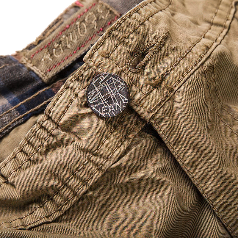 Multi-Pocket Men's Cargo Shorts / Casual Cotton Capri Pants / Cropped Calf-Length Tactical Pants - HARD'N'HEAVY