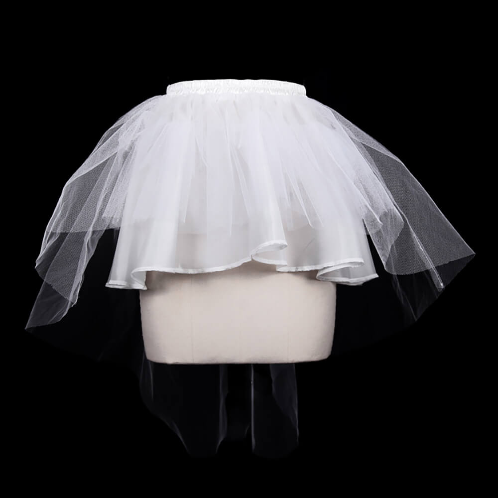 Women's multilayer mesh mini skirt with elastic waistband in white, perfect for gothic style outfits.