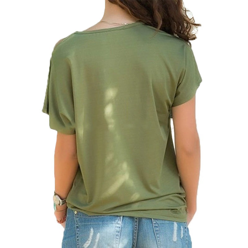 Musical Note Graphic T Shirt / Women Fashion Irregular Skew Cross Bandage Cotton Tee Tops - HARD'N'HEAVY