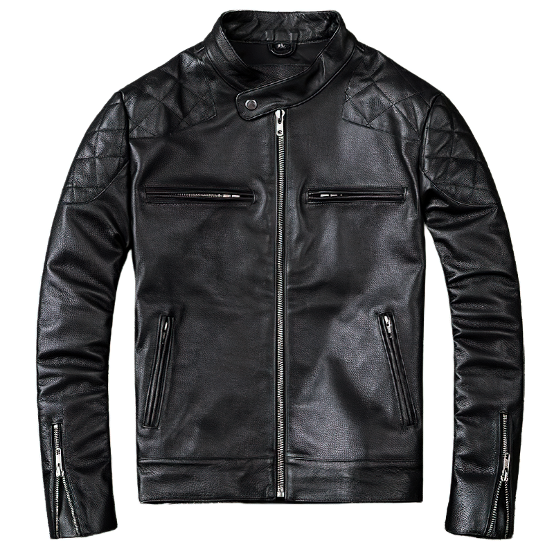 Natural Black Calfskin Leather Jacket For Men / Motorcycle Stylish Jackets - HARD'N'HEAVY