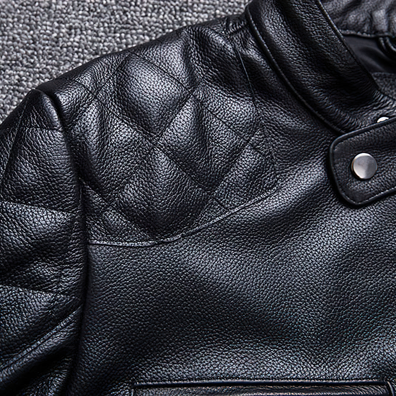 Natural Black Calfskin Leather Jacket For Men / Motorcycle Stylish Jackets - HARD'N'HEAVY