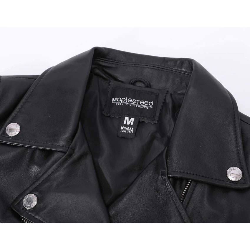 Sheepskin Leather Jacket with Sashes / Women's Slim Jacket - HARD'N'HEAVY
