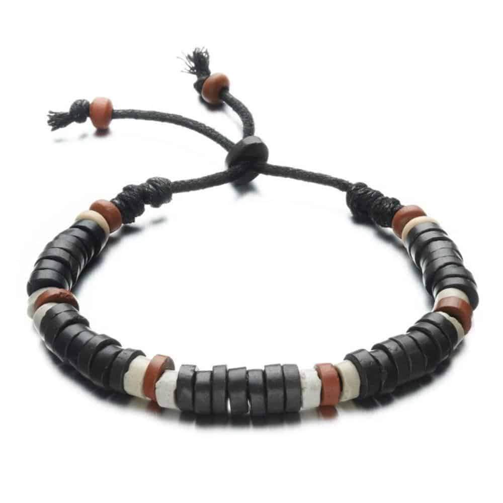 Natural stone beaded bracelet for men and women, adjustable length with various colors and shapes.