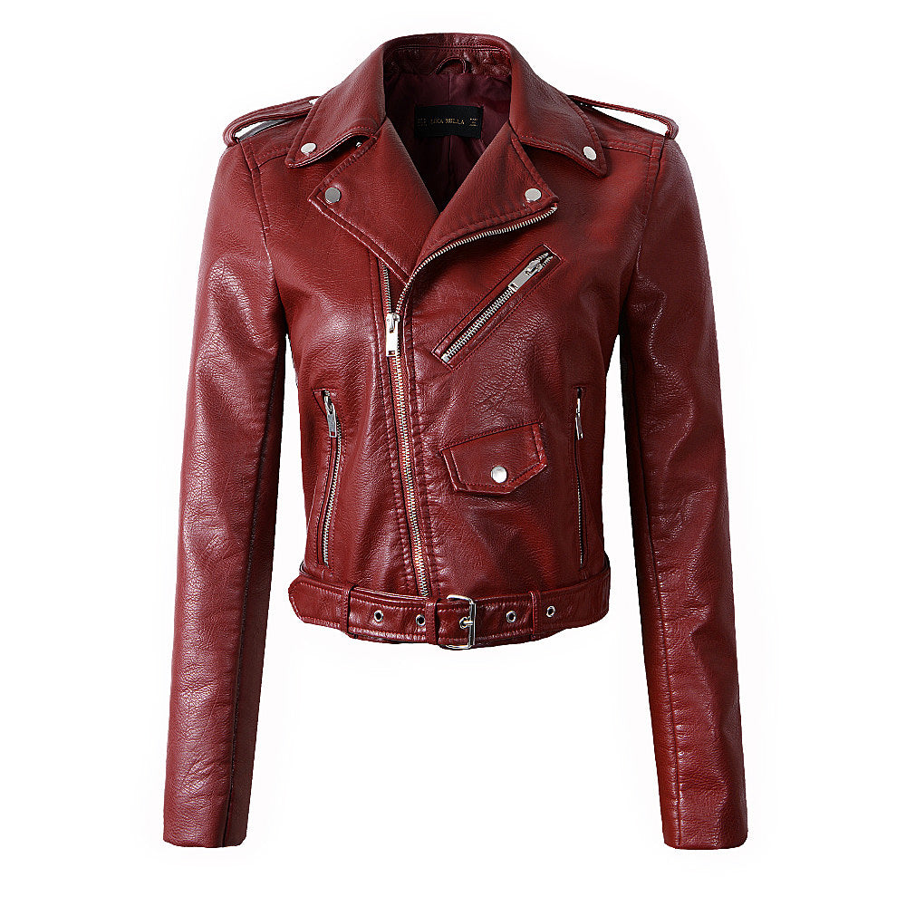 New Alternative Fashion for Women / Faux Leather Jackets / Lady Motorcycle Bomber with Belt - HARD'N'HEAVY