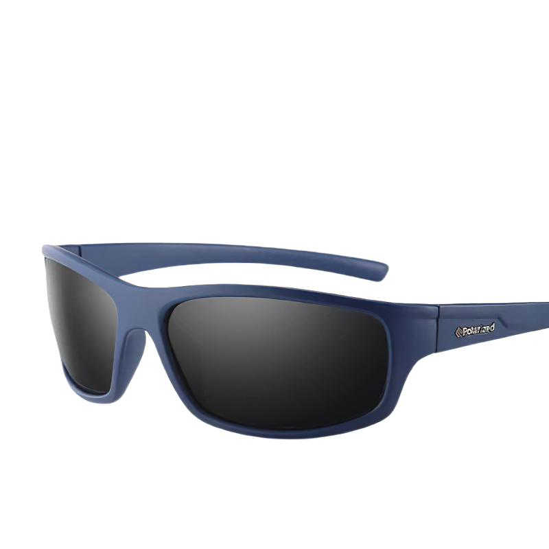 New polarized fashion sunglasses in navy blue, perfect for casual and travel styles, suitable for all face shapes.