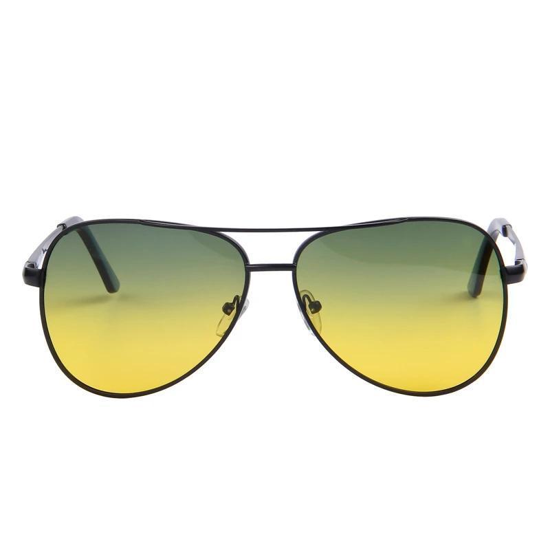 Stylish polarized sunglasses offering 100% UV400 protection and night vision for versatile driving and biking.