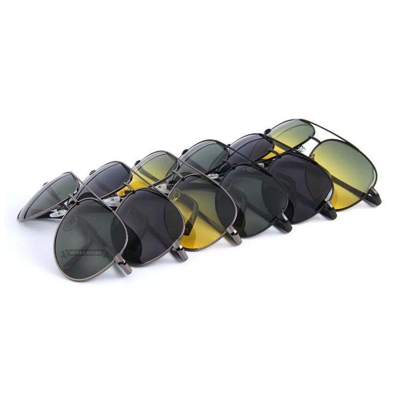 Collection of polarized sunglasses with UV400 protection in various shades for driving and night vision.