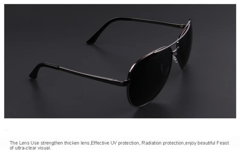 Sleek polarized sunglasses with UV protection and thick lenses for clear vision, perfect for daytime and night use.