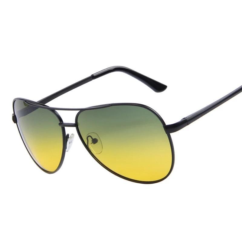 Driving polarized sunglasses with UV400 protection and night vision, perfect for bikers and day-night driving.