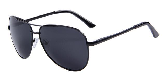 Sleek black polarized sunglasses with UV400 protection, ideal for daytime and night vision driving.