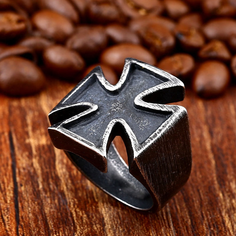 Old School Biker Iron Cross Ring Rock Style Jewelry