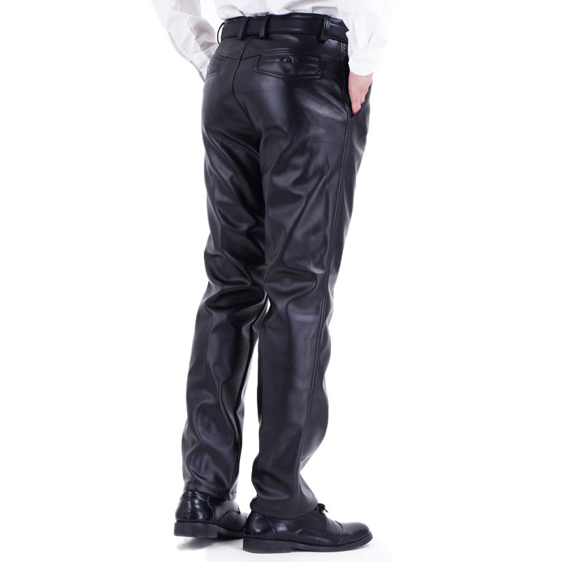 Old School Men Leather Pants / High Waist PU Leather Trousers - HARD'N'HEAVY