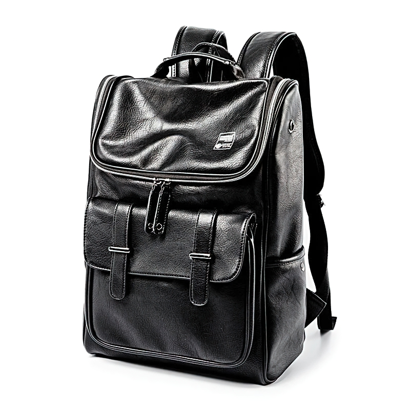 Сomfortable PU Leather Backpack Men / Large Capacity Waterproof Laptop Backpacks Bags - HARD'N'HEAVY