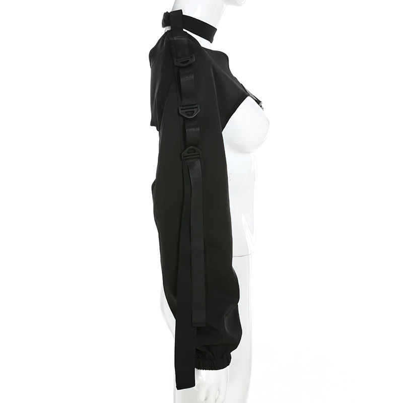 One shoulder reflective camisole for women featuring a tie collar and stylish asymmetrical design.