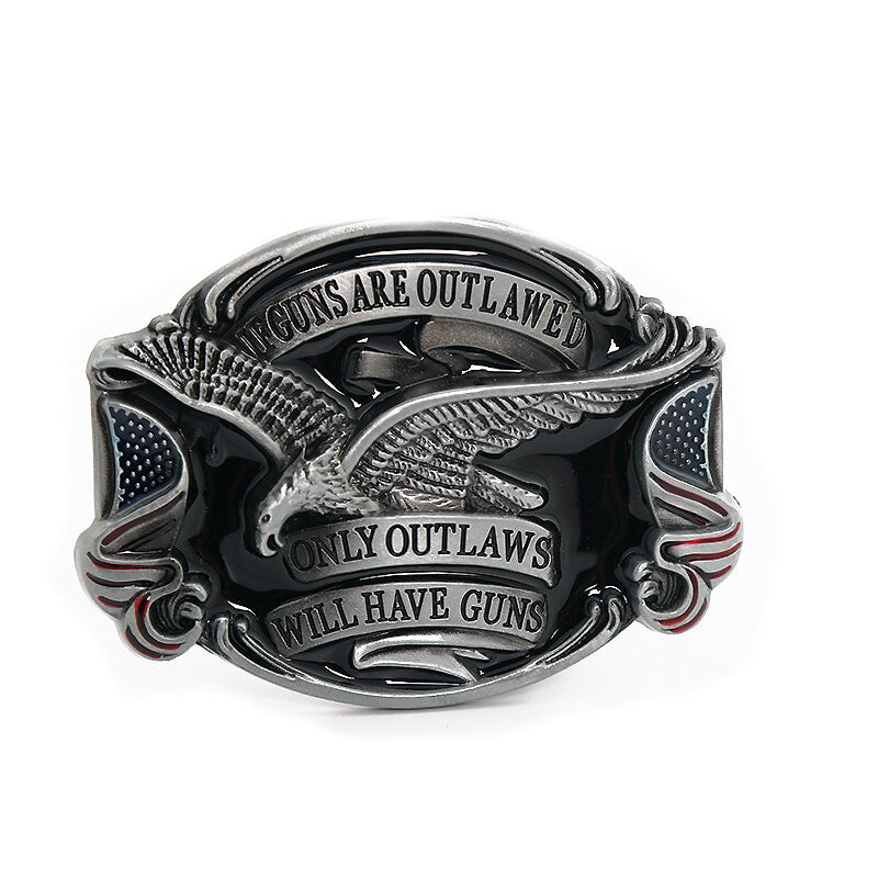 ONLY OUTLAWS Will Have Guns / American Eagle Belt Buckle / Alternative Fashion Belt Accessories - HARD'N'HEAVY