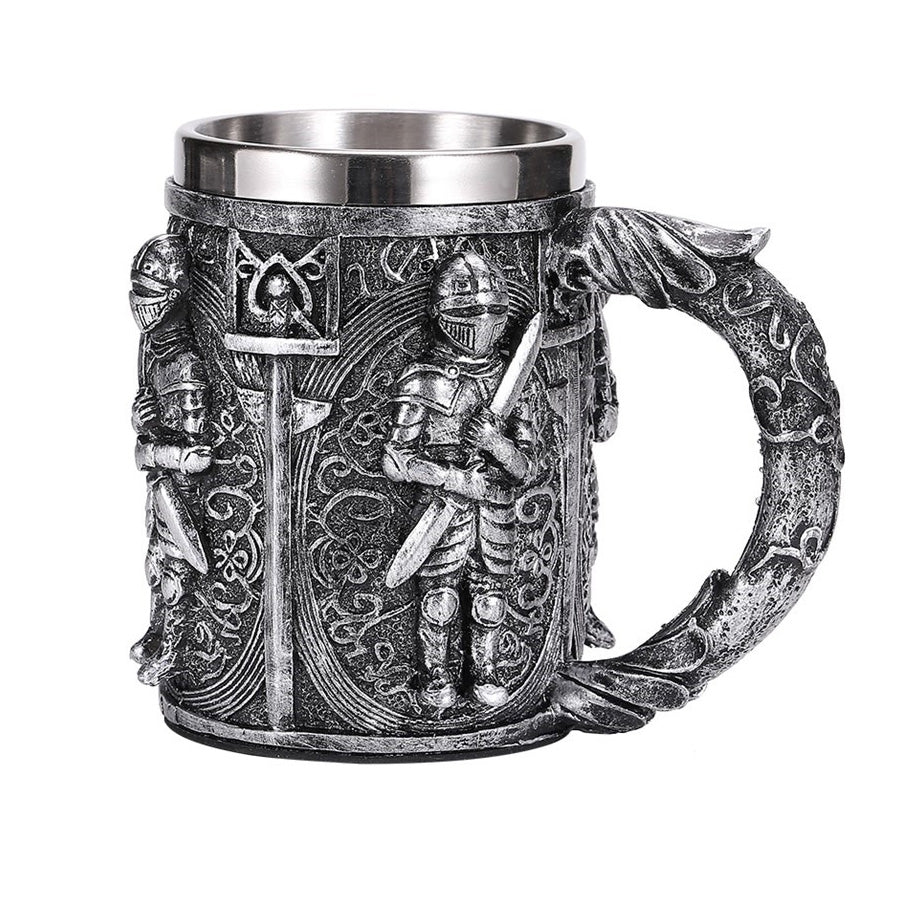 Origin Resin and Stainless Steel Beer 450ml Mug / Retro Pub Bar Mug with Royal Warrior - HARD'N'HEAVY