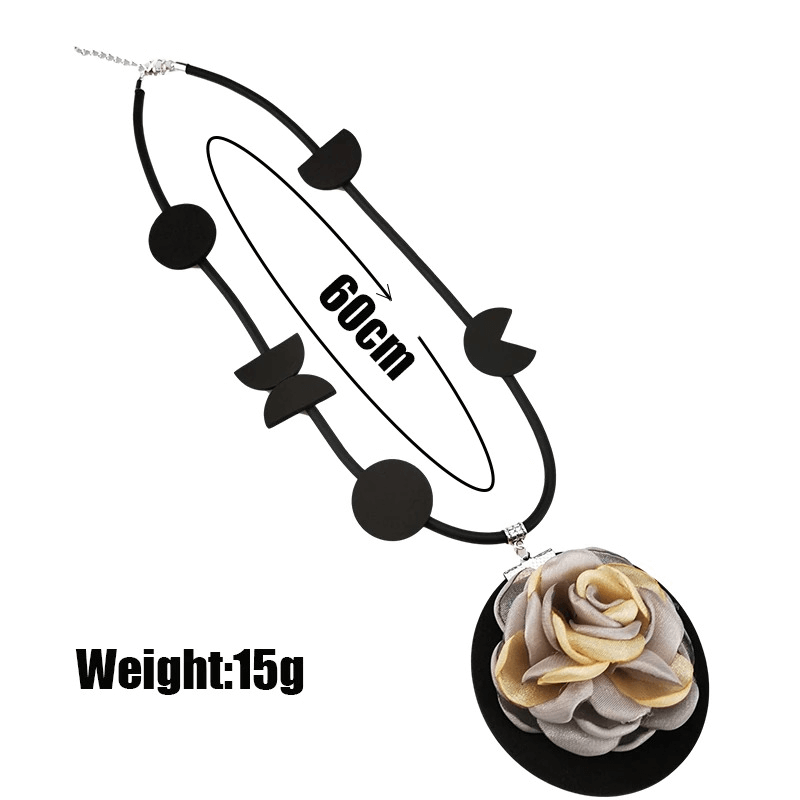 Handmade boho flower pendant necklace, 60-inch rubber design, perfect gothic accessory for women.