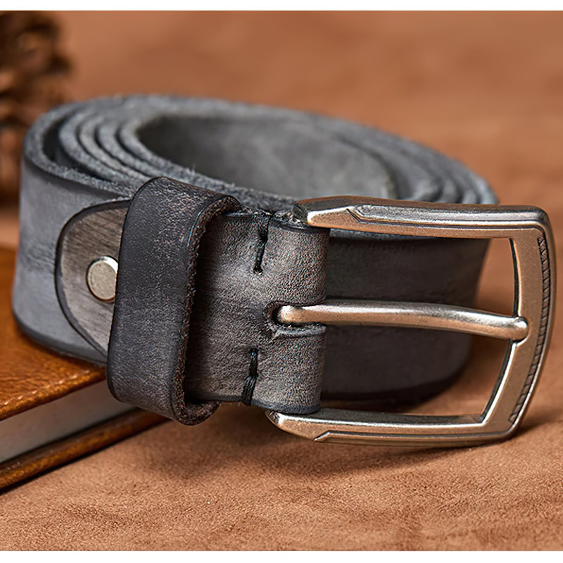 Stylish Original Cowhide Belt with Alloy Buckle, perfect for casual outfits and everyday wear.