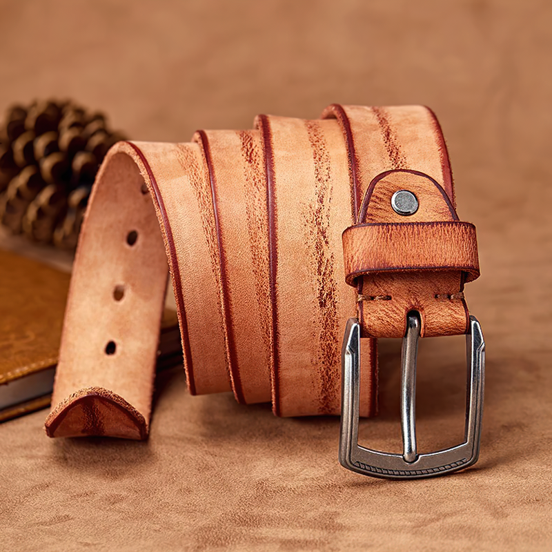 Original cowhide belt with alloy buckle, stylish and casual, perfect for jeans and outfits in various colors.